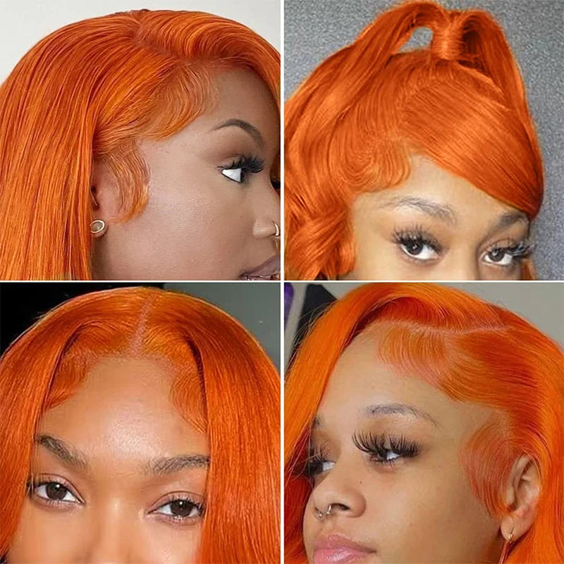 🔥 Peluca Lace Front Ginger Naranja HD 30” – Cabello Humano Premium Súper Sedoso