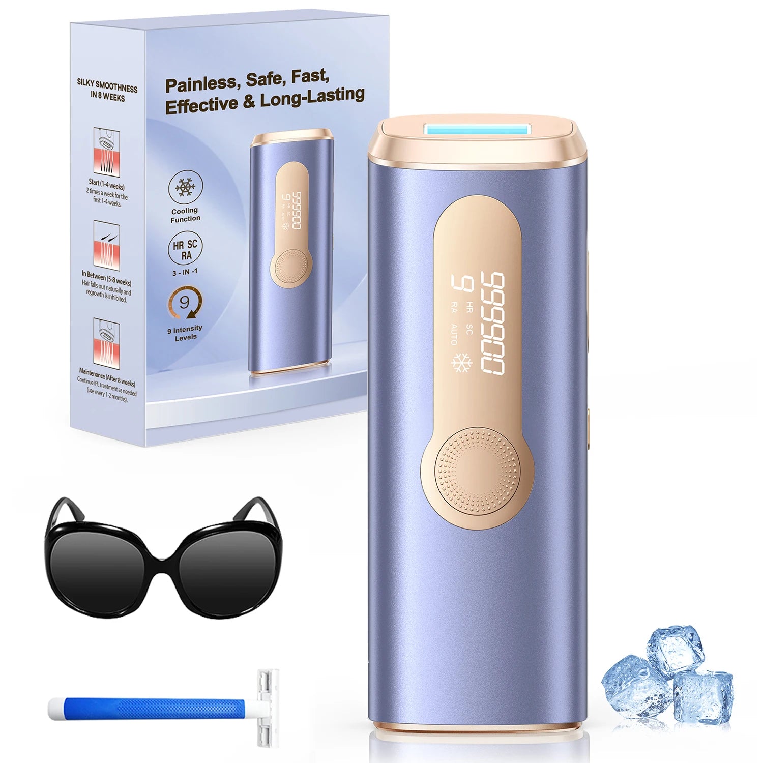 Depiladora Laser IPL 990,000 Flashes / Eliminacion de Vello Permanente, Rapida y Sin Dolor
