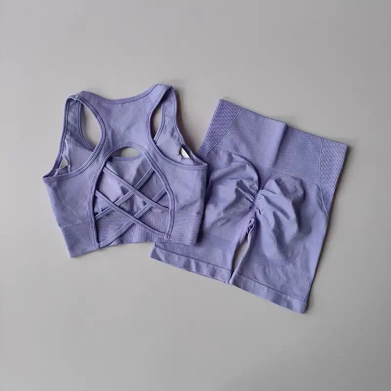 Set Deportivo Seamless Moldea Figura 2 Piezas | Top + Short de Cintura Alta