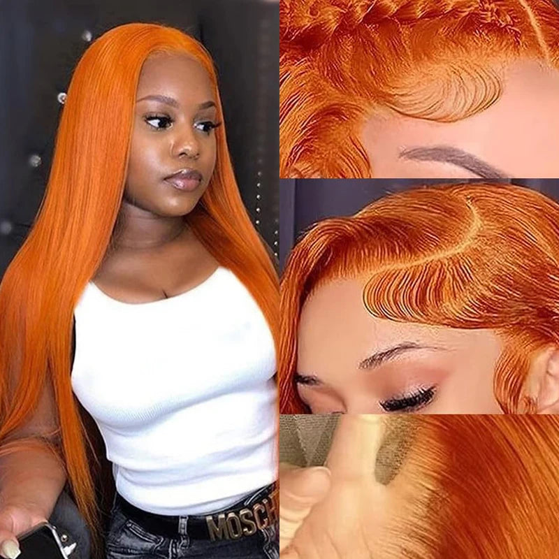 🔥 Peluca Lace Front Ginger Naranja HD 30” – Cabello Humano Premium Súper Sedoso