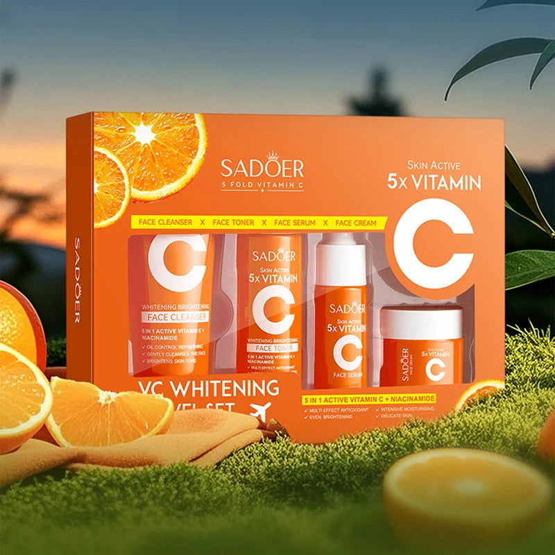 Set Facial Vitamina C SADOER – Iluminador, Antimanchas y Rejuvenecedor (Rutina Completa)