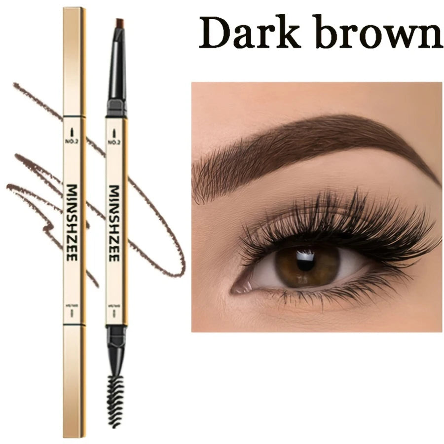 Lápiz para Cejas 2 en 1 con Cepillo | Efecto Natural, Larga Duración (Dark Brown)