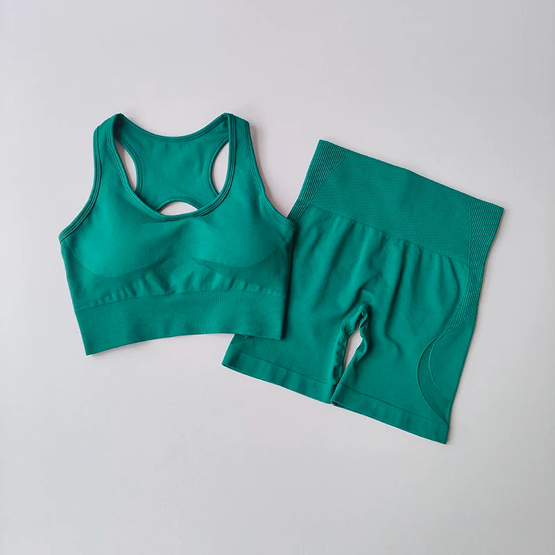 Set Deportivo Seamless Moldea Figura 2 Piezas | Top + Short de Cintura Alta