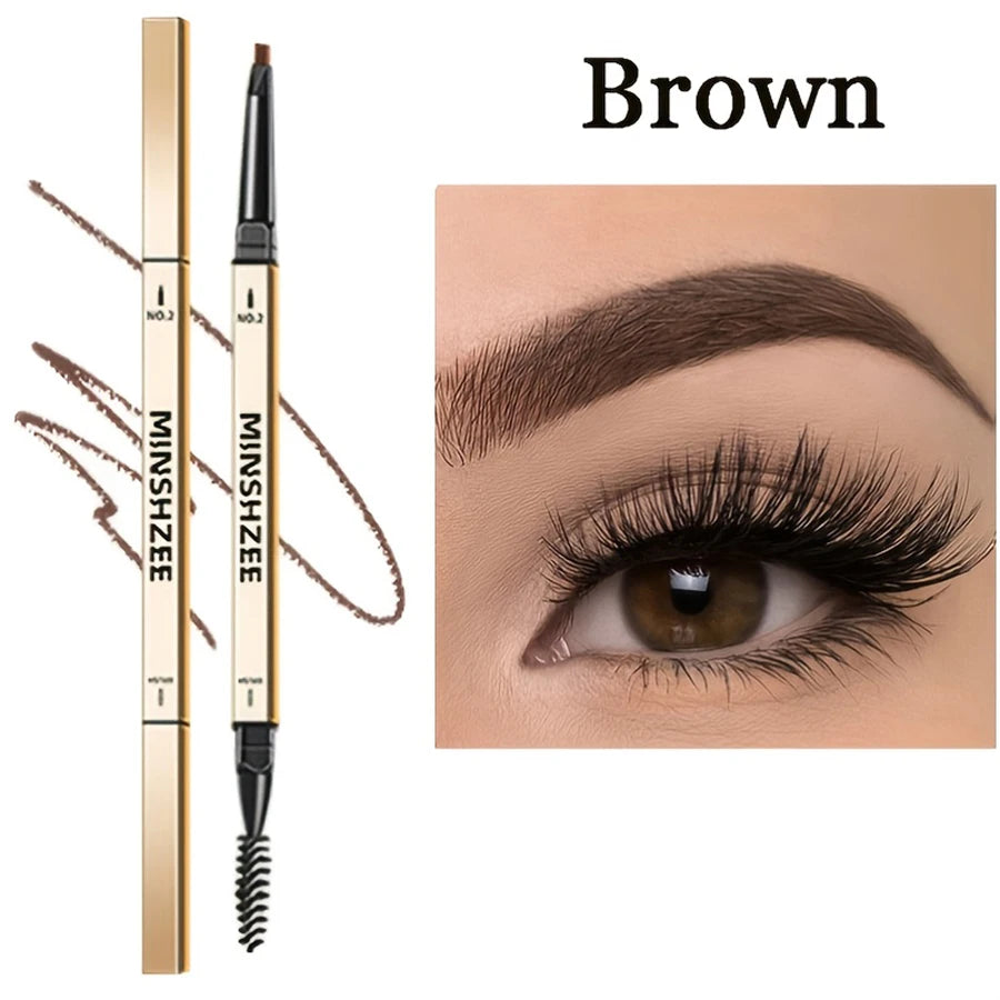 Lápiz para Cejas 2 en 1 con Cepillo | Efecto Natural, Larga Duración (Dark Brown)