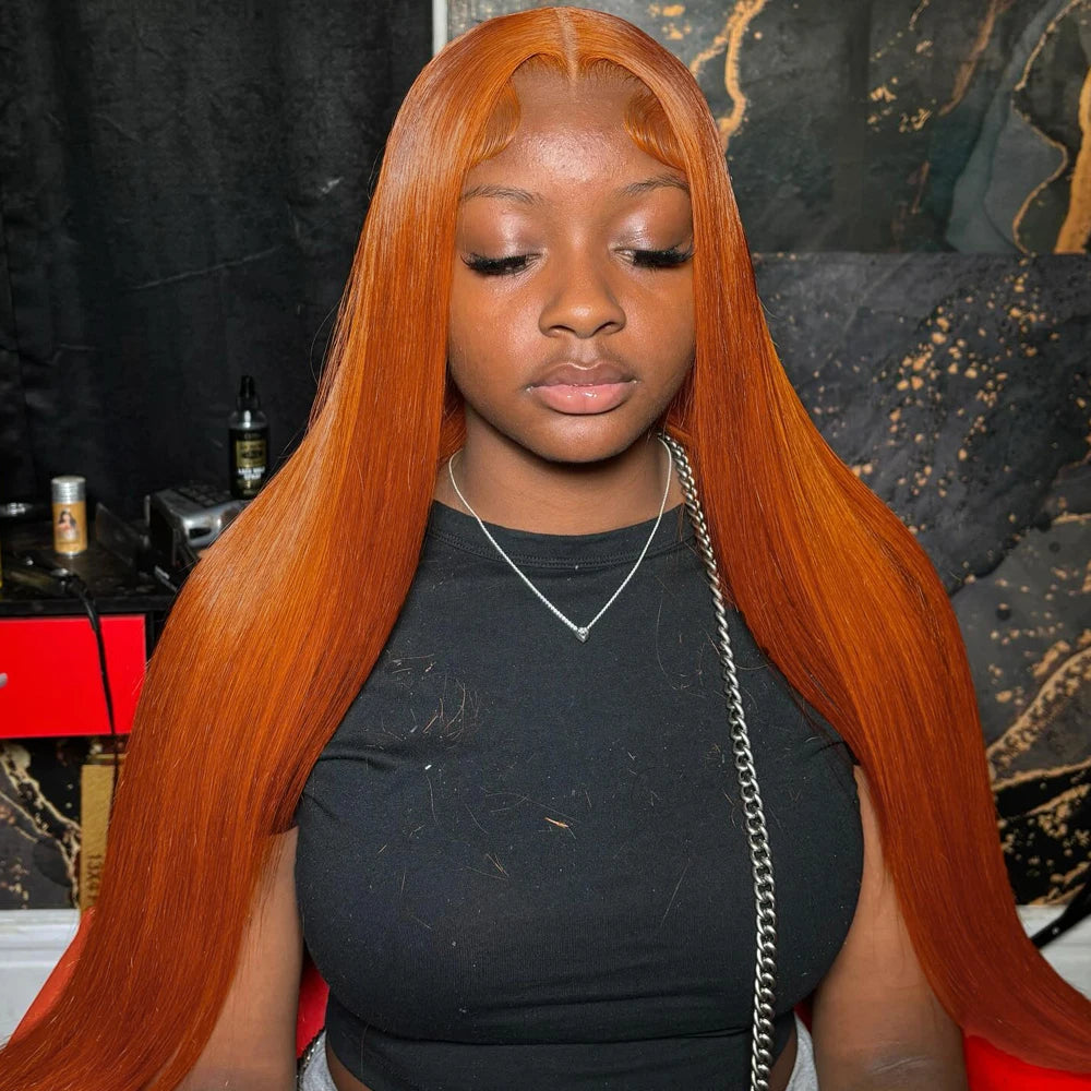 🔥 Peluca Lace Front Ginger Naranja HD 30” – Cabello Humano Premium Súper Sedoso