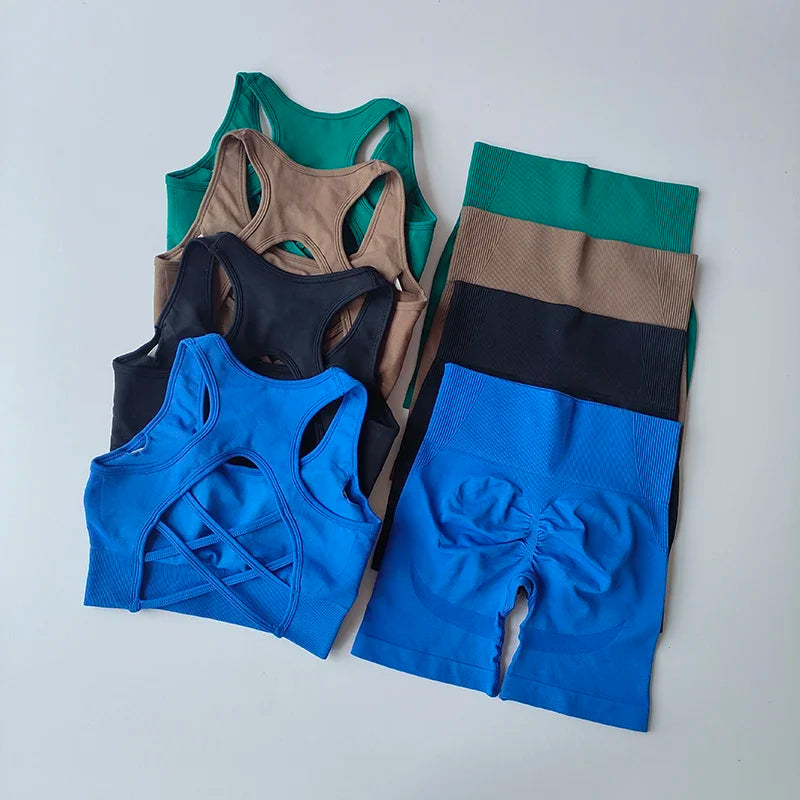 Set Deportivo Seamless Moldea Figura 2 Piezas | Top + Short de Cintura Alta