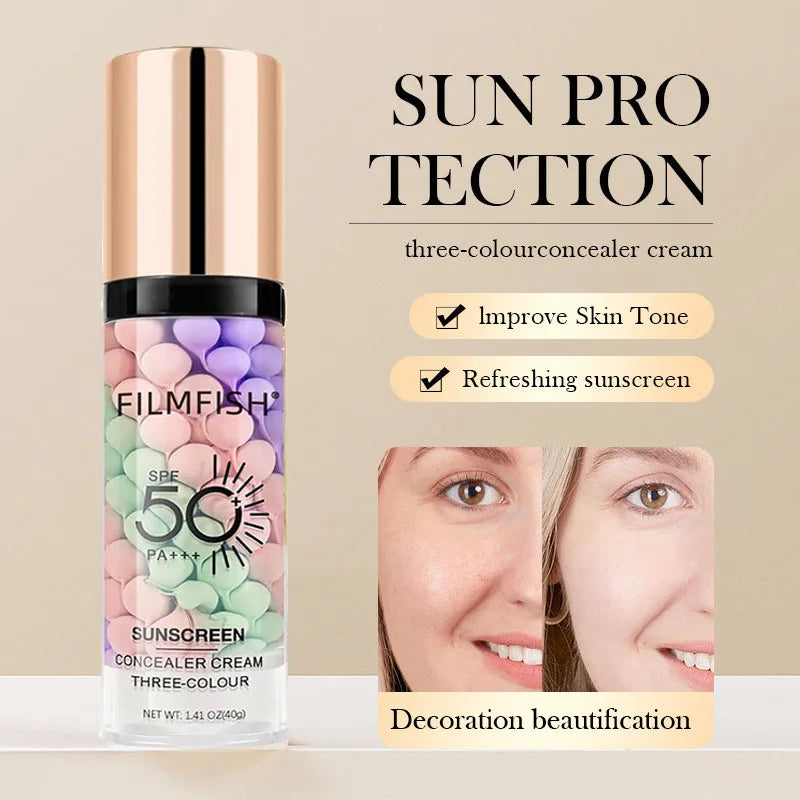 Primer Facial 3 en 1 SPF 50 – Base Correctora de Color + Protección Solar + Acabado Perfecto ✨