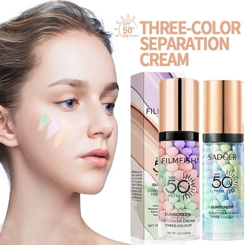 Primer Facial 3 en 1 SPF 50 – Base Correctora de Color + Protección Solar + Acabado Perfecto ✨