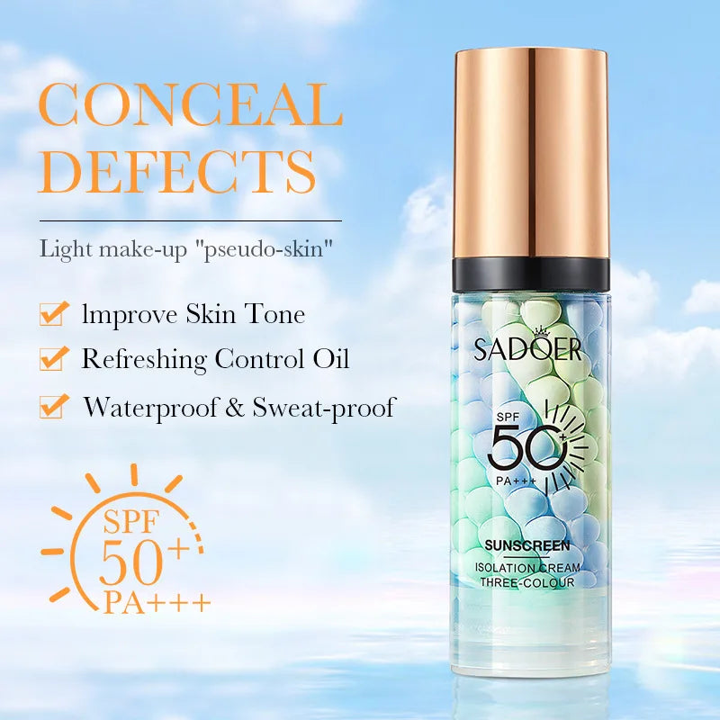 Primer Facial 3 en 1 SPF 50 – Base Correctora de Color + Protección Solar + Acabado Perfecto ✨