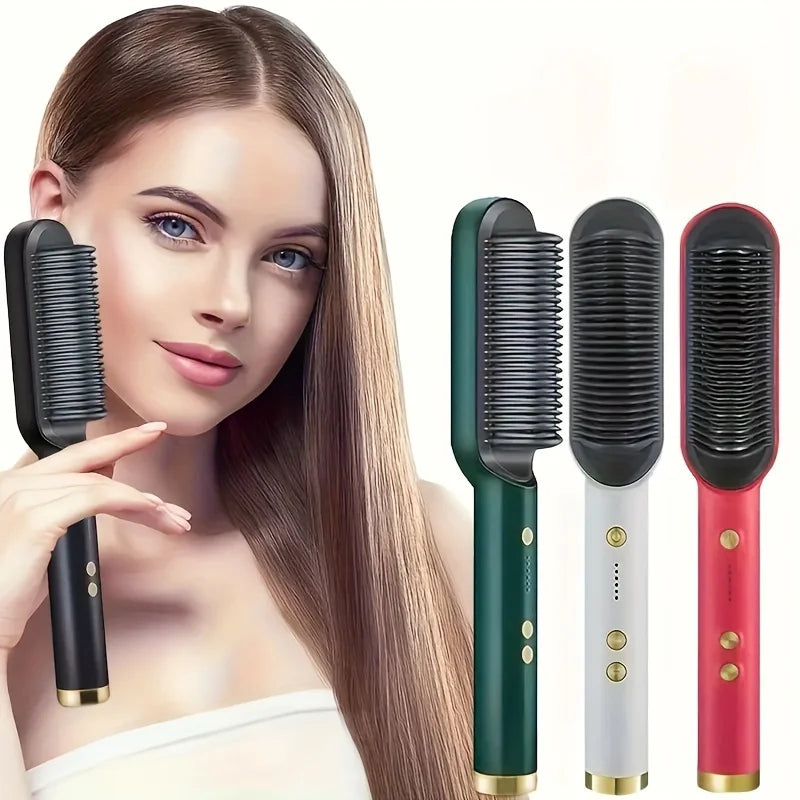 ✨ Cepillo Alisador Profesional 2 en 1 – Cabello Liso y Brillante en Minutos ✨