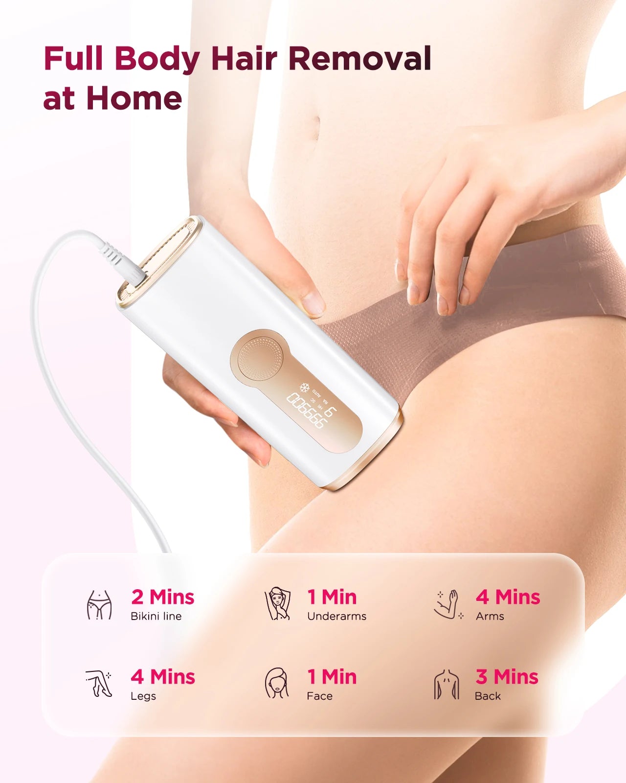 Depiladora Laser IPL 990,000 Flashes / Eliminacion de Vello Permanente, Rapida y Sin Dolor
