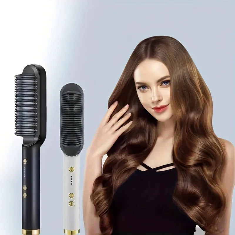 ✨ Cepillo Alisador Profesional 2 en 1 – Cabello Liso y Brillante en Minutos ✨