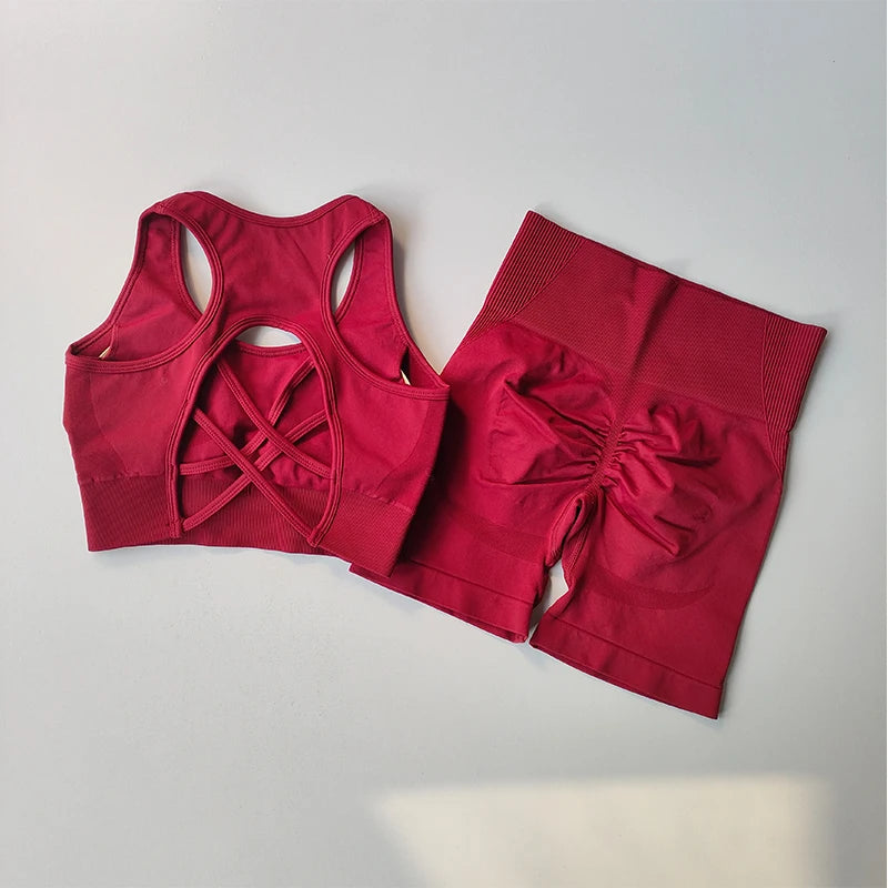 Set Deportivo Seamless Moldea Figura 2 Piezas | Top + Short de Cintura Alta