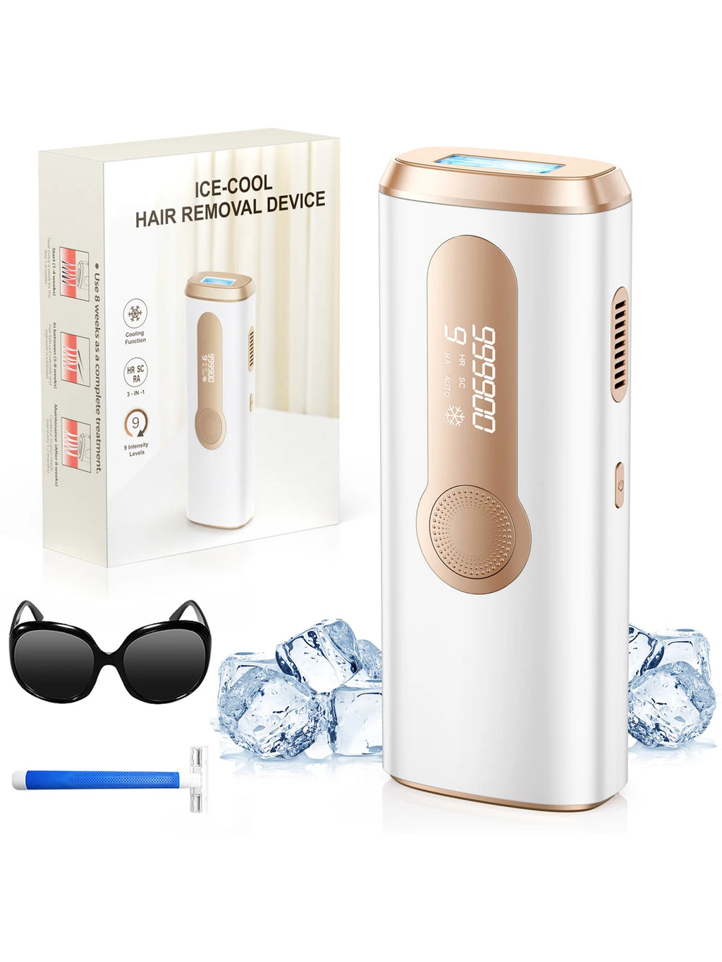 Depiladora Laser IPL 990,000 Flashes / Eliminacion de Vello Permanente, Rapida y Sin Dolor