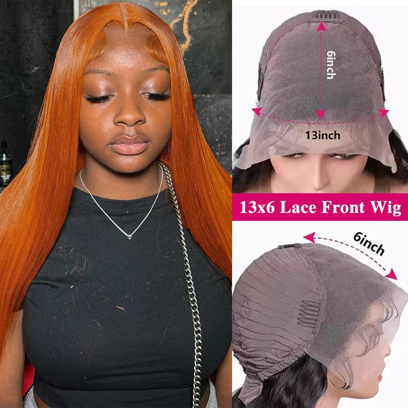 🔥 Peluca Lace Front Ginger Naranja HD 30” – Cabello Humano Premium Súper Sedoso