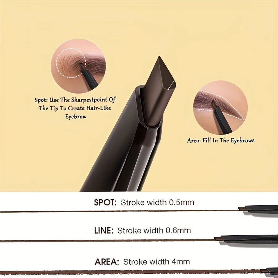 Lápiz para Cejas 2 en 1 con Cepillo | Efecto Natural, Larga Duración (Dark Brown)