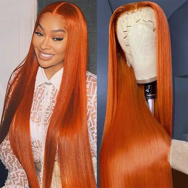 🔥 Peluca Lace Front Ginger Naranja HD 30” – Cabello Humano Premium Súper Sedoso