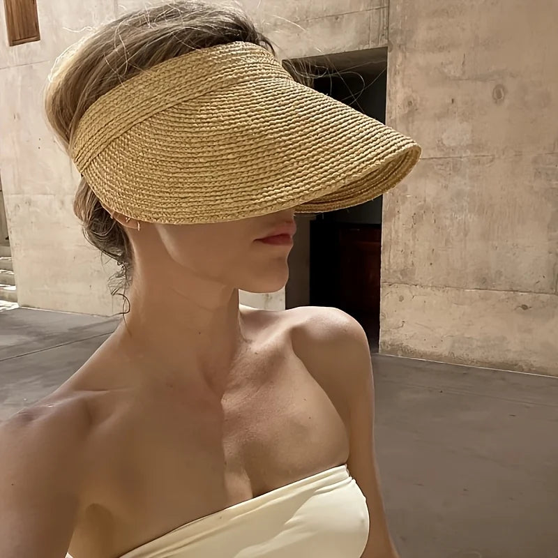 Sombrero Visera de Playa para Mujer – Protección Solar UV Elegante y Ajustable