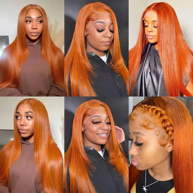 🔥 Peluca Lace Front Ginger Naranja HD 30” – Cabello Humano Premium Súper Sedoso