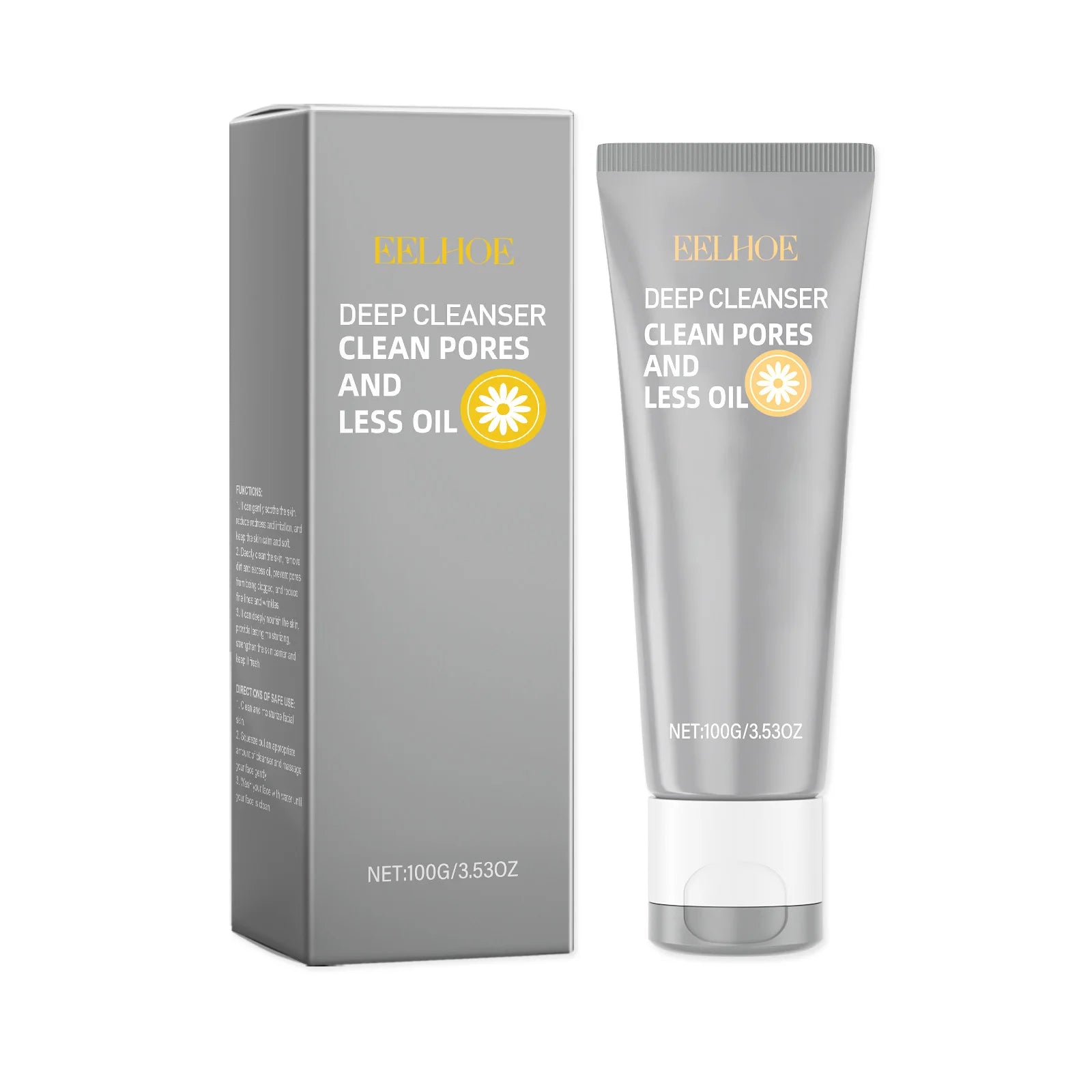 Limpiador facial refinador de poros, Limpiador facial de limpieza profunda e hidratante formula no reseca, tubo 100ml