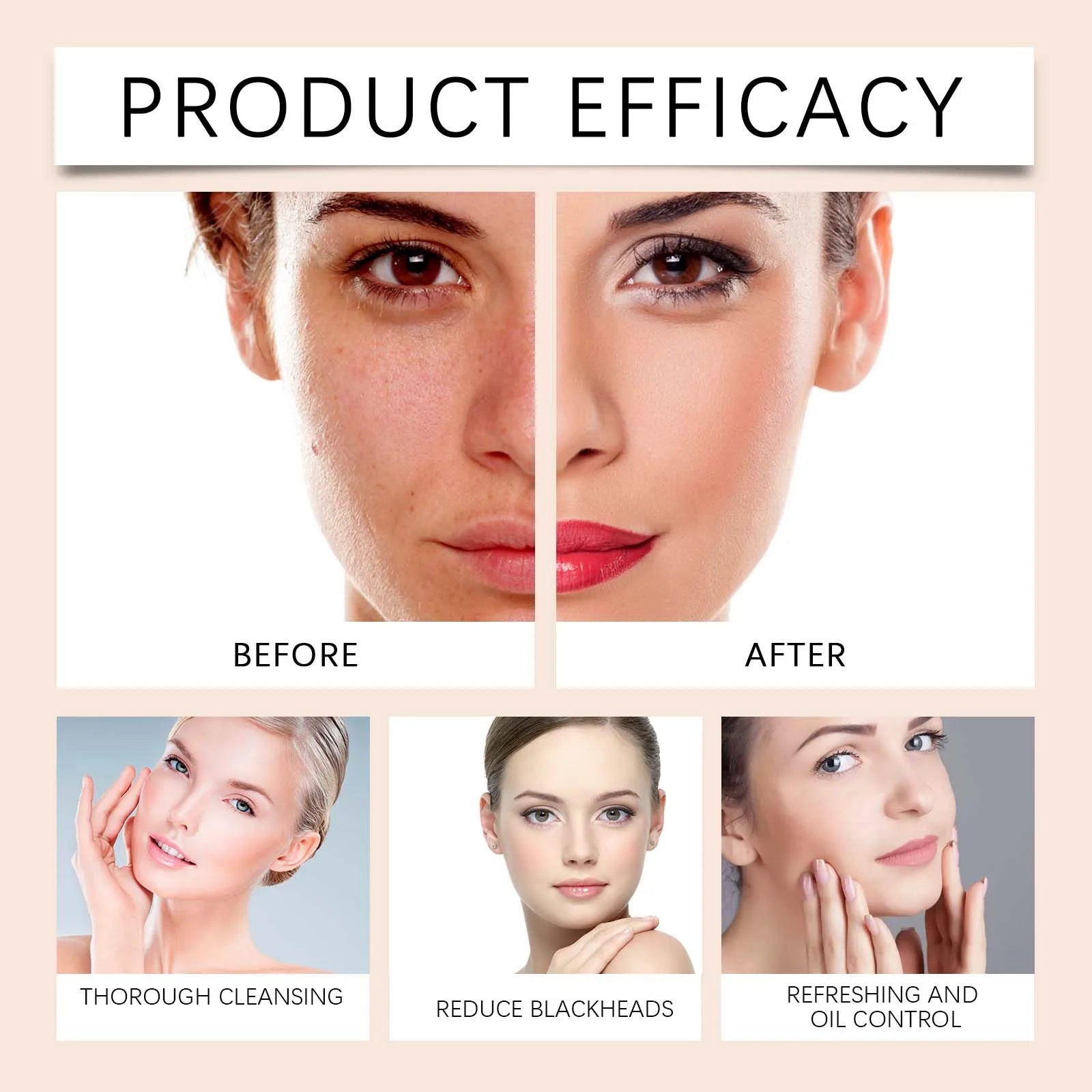 Limpiador facial refinador de poros, Limpiador facial de limpieza profunda e hidratante formula no reseca, tubo 100ml