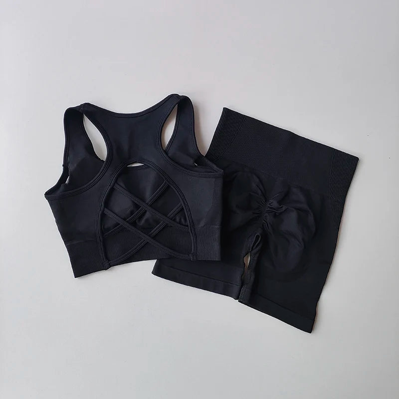 Set Deportivo Seamless Moldea Figura 2 Piezas | Top + Short de Cintura Alta