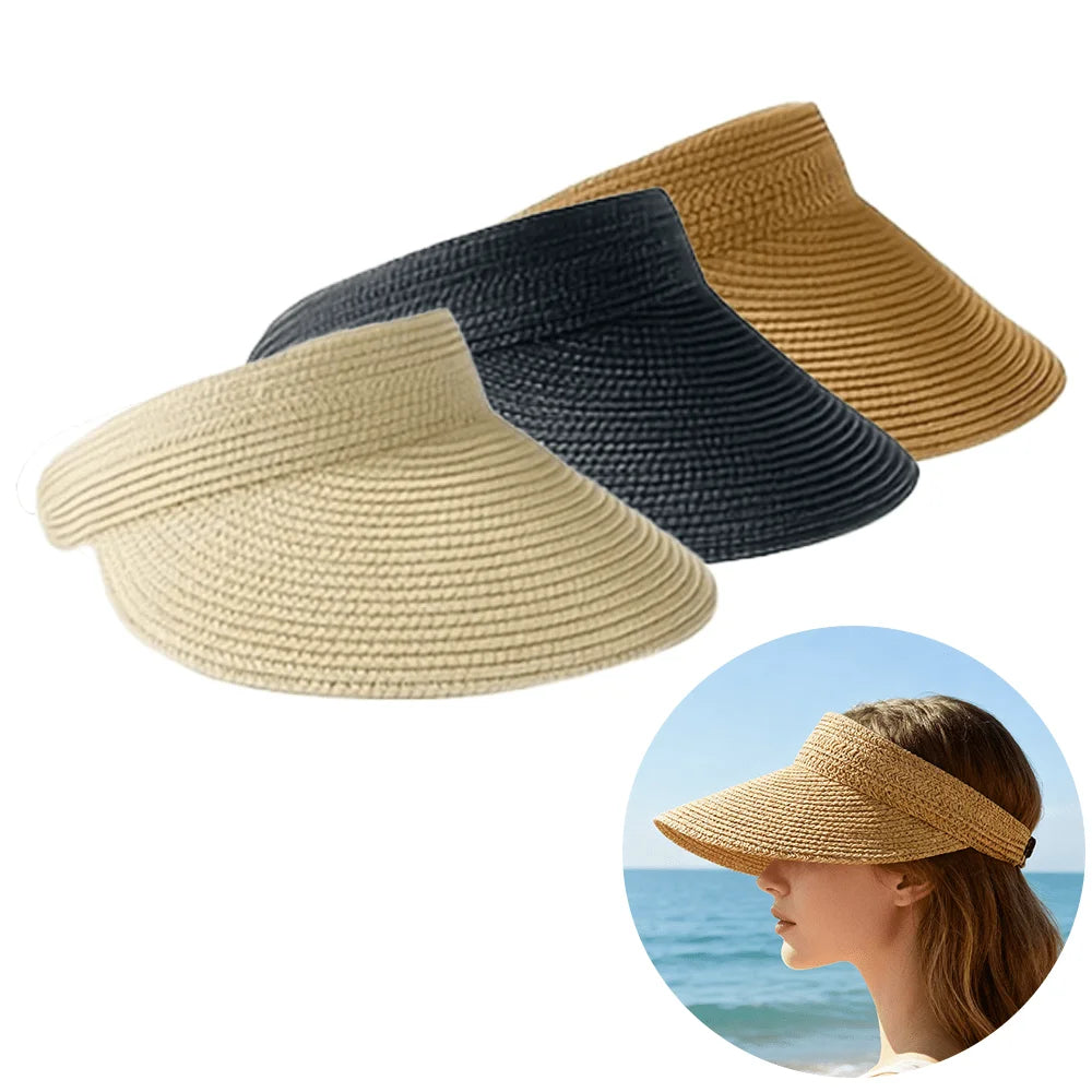 Sombrero Visera de Playa para Mujer – Protección Solar UV Elegante y Ajustable