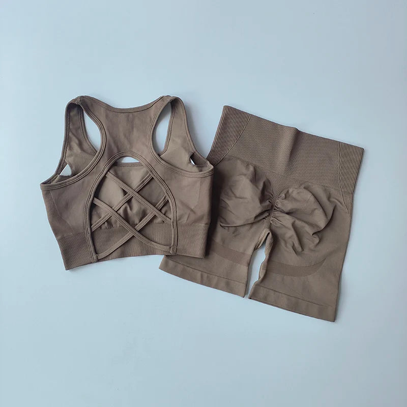 Set Deportivo Seamless Moldea Figura 2 Piezas | Top + Short de Cintura Alta