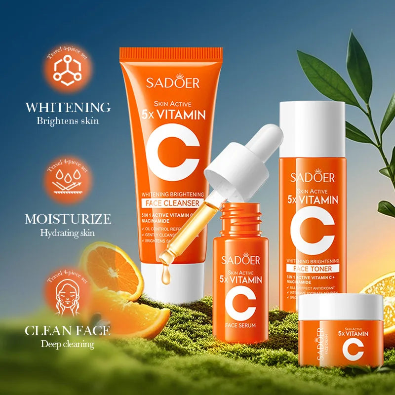 Set Facial Vitamina C SADOER – Iluminador, Antimanchas y Rejuvenecedor (Rutina Completa)