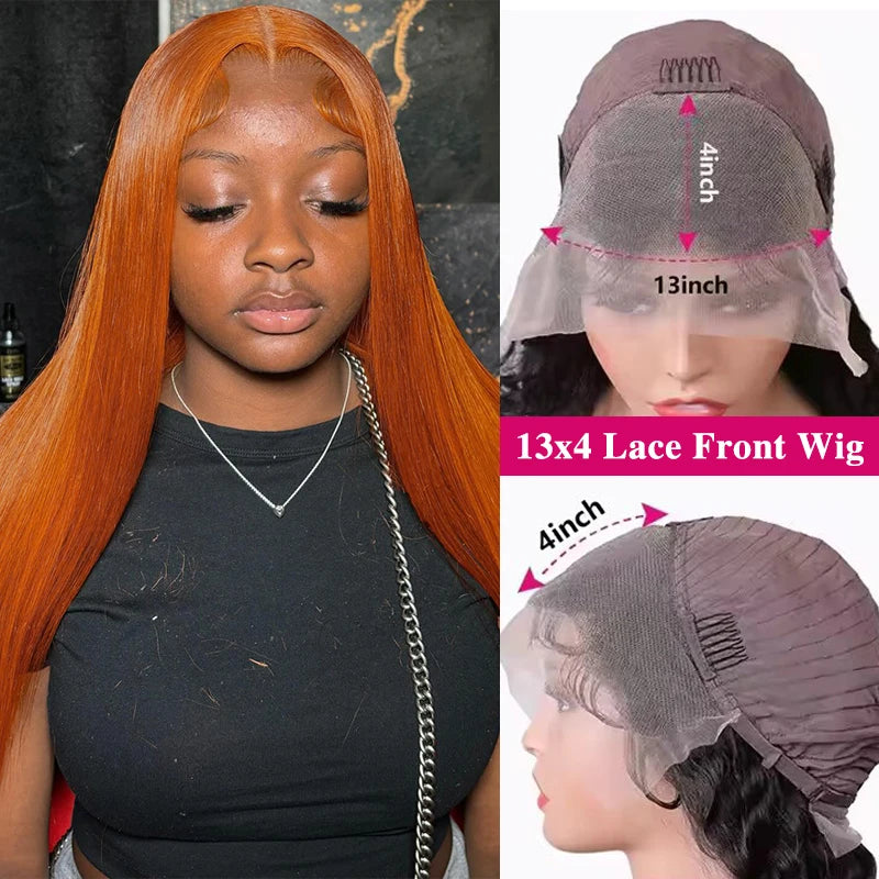 🔥 Peluca Lace Front Ginger Naranja HD 30” – Cabello Humano Premium Súper Sedoso